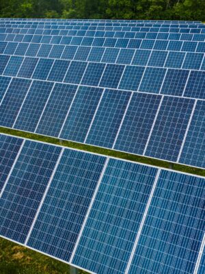 Solar panels in modern photovoltaic power station