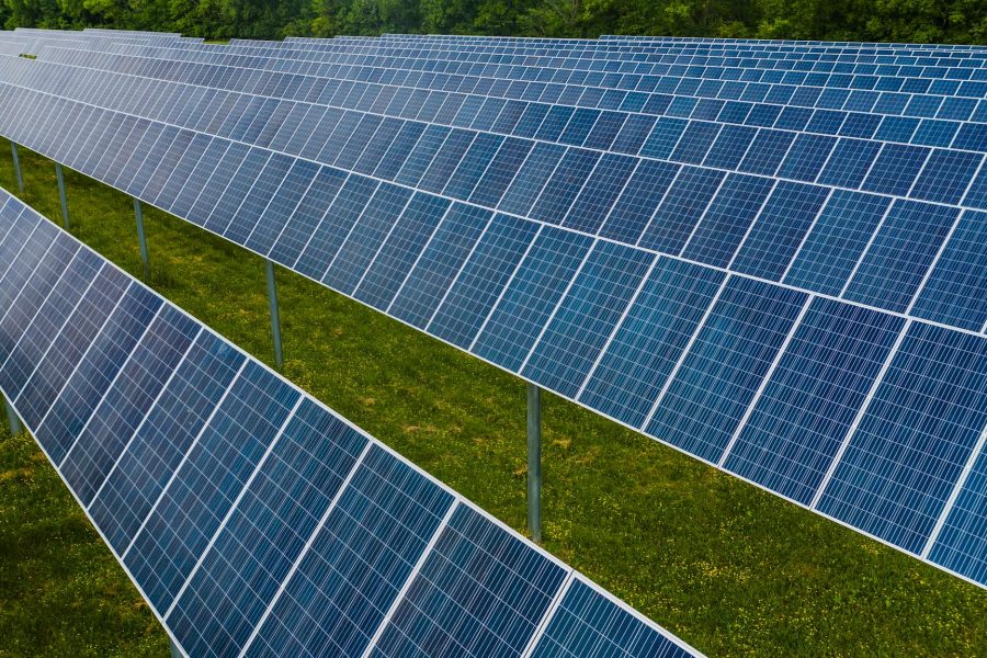 Modern solar power station in countryside